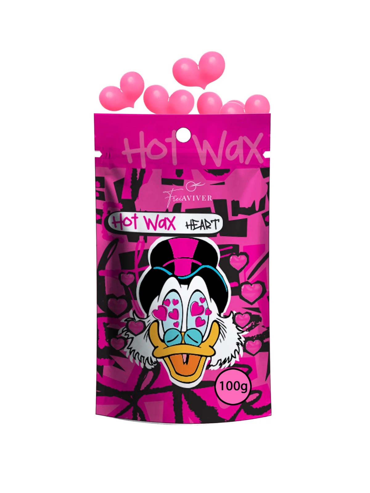 FreiAVIVER Воск для депиляции бровей и лица Hot Wax "Hearts" розовый, 100гр