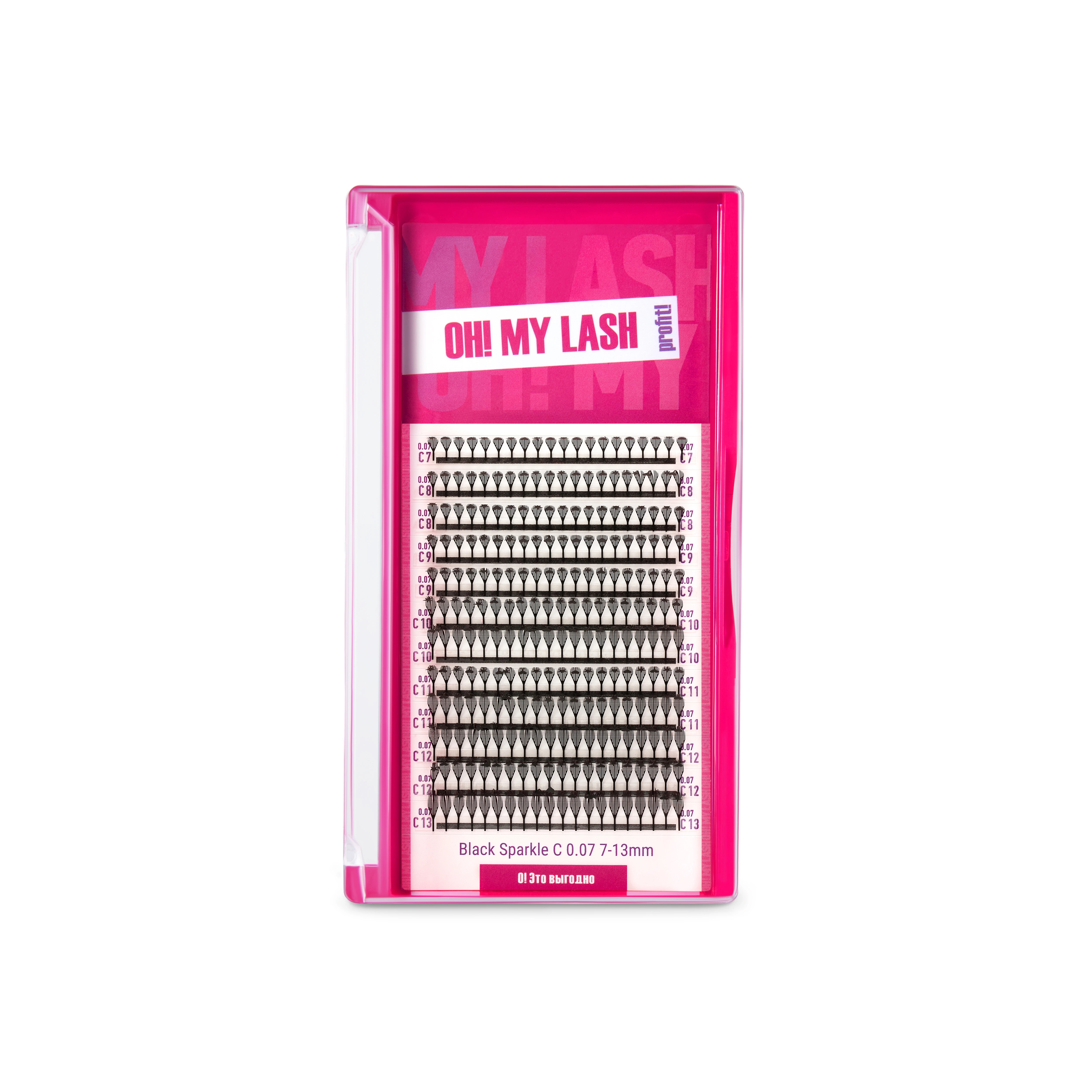 Ресницы черные в пучках OH! MY LASH Sparkle - 12 линий - MIX (D 0.07 7-13мм)